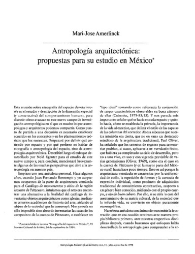 Antropología arquitectónica: propuestas para su estudio en México