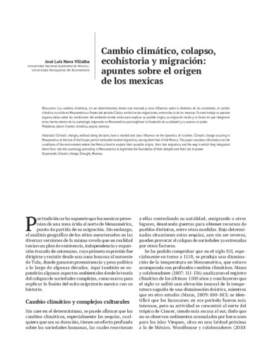 Cambio climático, colapso, ecohistoria y migración: apuntes sobre el origen de los mexicas