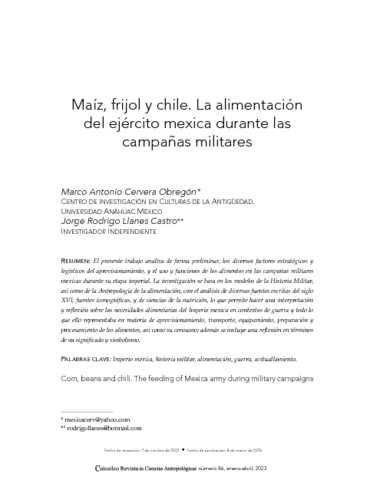 Maíz, frijol y chile. La alimentación del ejército mexica durante las campañas militares