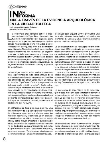 Xipe a través de la evidencia arqueológica en la ciudad Tolteca