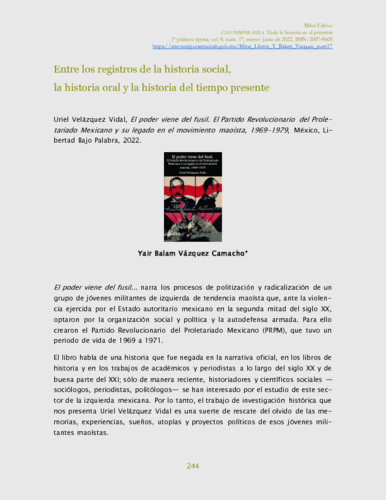 “El poder viene del fusil. Entre los registros de la historia social, la historia oral y la historia del tiempo presente”