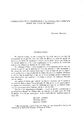 Correlación de la arqueología y la historia en la porción norte del valle de México.