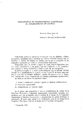 Aplicabilidad de procedimientos lingüísticos al desciframiento de grafías.