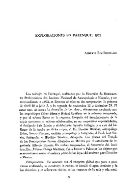 Exploraciones en Palenque: 1952.