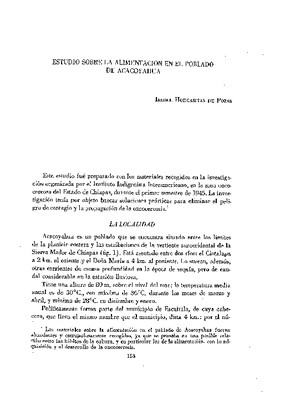 Estudios sobre la alimentación en el poblado de Acacoyahua.