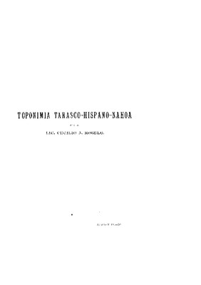 Toponimia tarasco-hispano-nahoa.