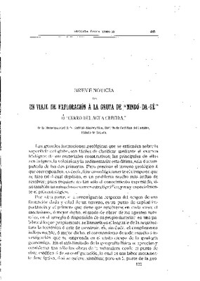 Breve noticia de un viaje de exploración a la gruta 