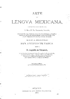 Arte de la lengua mexicana. 1673.