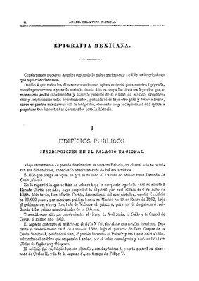 Epigrafía Mexicana. Apuntes relativos a la Catedral de México. I.- Arquitectura civil.