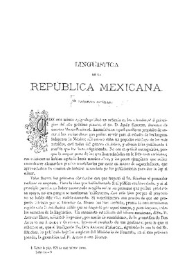 Lingüística de la República Mexicana.