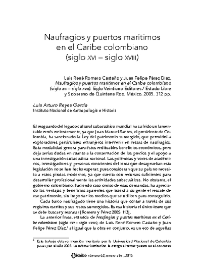 Naufragios y puertos marítimos en el Caribe colombiano (siglo XVI – siglo XVIII)