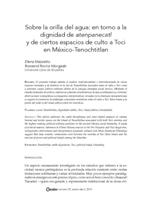 Sobre la orilla del agua: en torno a la dignidad de atenpanecatl y de ciertos espacios de culto a Toci en México-Tenochtitlan