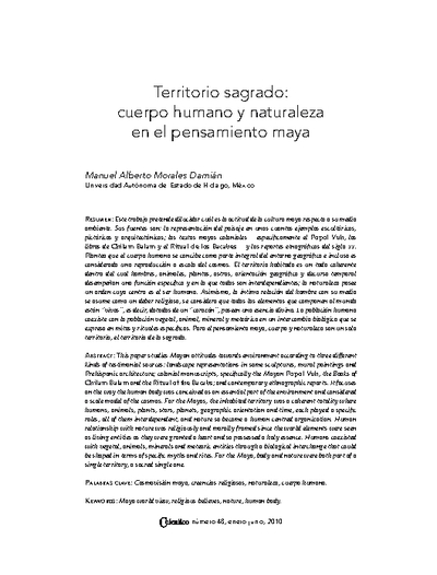 Territorio sagrado: cuerpo humano y naturaleza en el pensamiento maya
