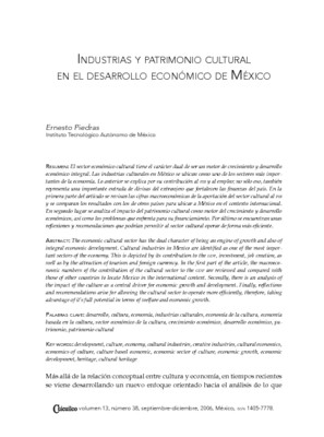 Industrias y patrimonio cultural en el desarrollo económico de México