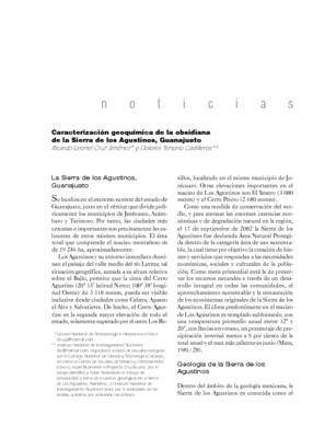Caracterización geoquímica de la obsidiana de la Sierra de los Agustinos, Guanajuato