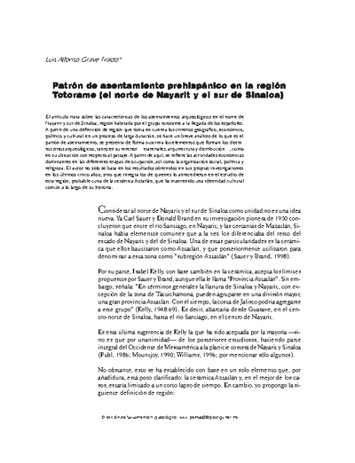 Patrón de asentamiento prehispánico en la región Totorame (el norte de Nayarit y el sur de Sinaloa)