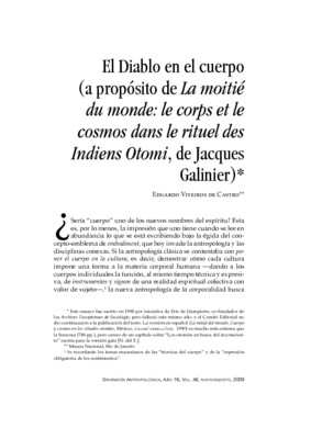 El Diablo en el cuerpo (a propósito de La moitié du monde: le corps et le cosmos dans le rituel des Indiens Otomi, de Jacques Galinier)