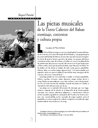 Las piezas musicales de la Tierra Caliente del Balsas: mestizaje, contextos y cultura propia