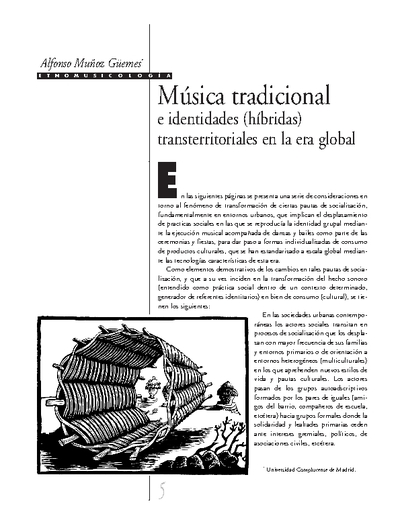 Música tradicional e identidades (híbridas) transterritoriales en la era global