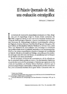 El Palacio Quemado de Tula: una evaluación estratigráfica