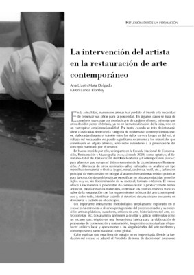 La intervención del artista en la restauración de arte contemporáneo