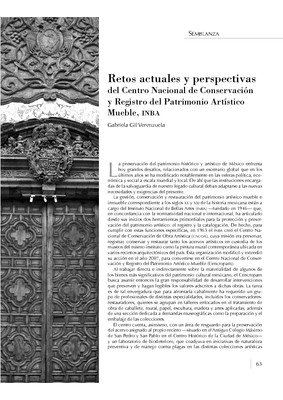 Retos actuales y perspectivas del Centro Nacional de Conservación y Registro del Patrimonio Artístico Mueble, INBA