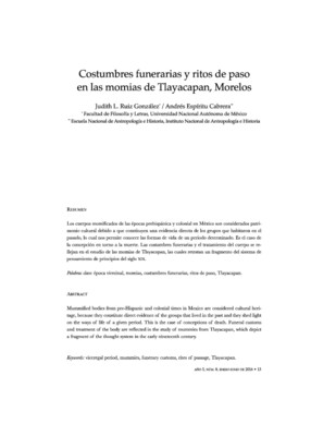 Costumbres funerarias y ritos de paso en las momias de Tlayacapan, Morelos