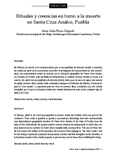 Rituales y creencias en torno a la muerte en Santa Cruz Analco, Puebla