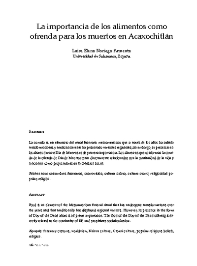 La importancia de los alimentos como ofrenda para los muertos en Acaxochitlán