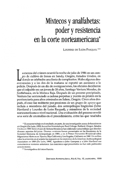Mixtecos y analfabetas: poder y resistencia en la corte norteamericana