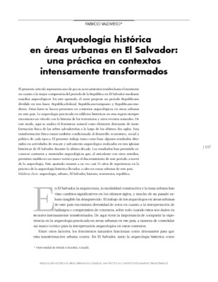 Arqueología histórica en áreas urbanas en El Salvador: una práctica en contextos intensamente transformados