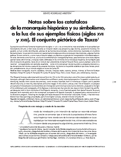 Notas sobre los catafalcos de la monarquía hispánica y su simbolismo, a la luz de sus ejemplos físicos (siglos XVII y XVIII). El conjunto pictórico de Taxco