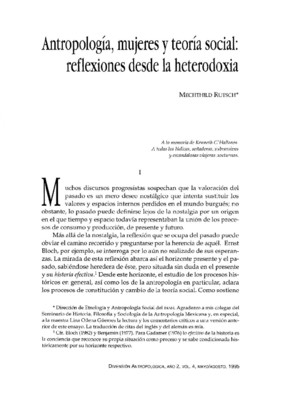 Antropología, mujeres y teoría social: reflexiones desde la heterodoxia