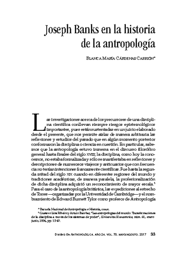 Joseph Banks en la historia de la antropología