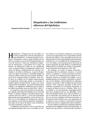 Huapalcalco y las tradiciones alfareras del Epiclásico