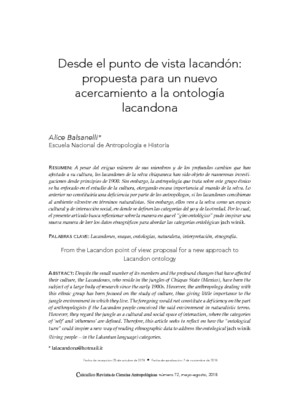Desde el punto de vista lacandón: propuesta para un nuevo acercamiento a la ontología lacandona
