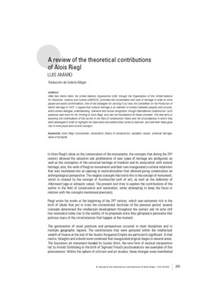 A review of the theoretical contributions of Alois Riegl