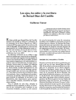 Los ojos, los oídos y la escritura de Bernal Díaz del Castillo