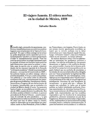 El viajero funesto. El cólera morbus en la ciudad de México, 1850