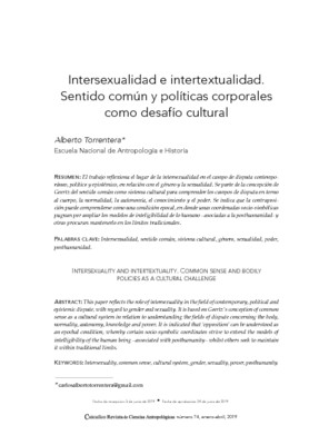 Intersexualidad e intertextualidad. Sentido común y políticas corporales como desafío cultural