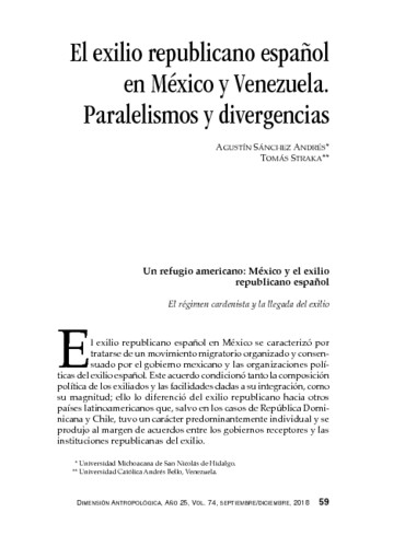 El exilio republicano español en México y Venezuela. Paralelismos y divergencias