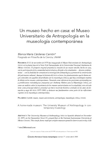 Un museo hecho en casa: el Museo Universitario de Antropología en la museología contemporánea