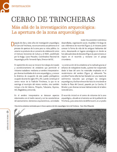 Cerro de Trincheras. Más allá de la investigación arqueológica: La apertura de la zona arqueológica