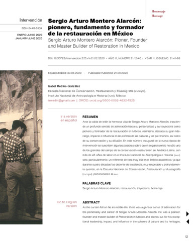 Sergio Arturo Montero Alarcón: fundamento y formador de la restauración en México
