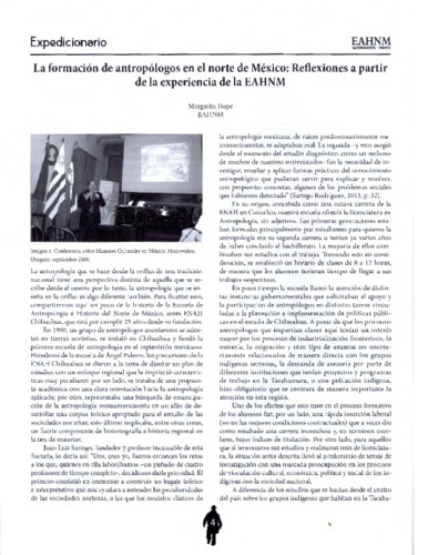 La formación de antropólogos en el norte de México: Reflexiones a partir de la experiencia de la EAHNM