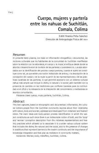 Cuerpo, mujeres y partería entre los nahuas de Suchitlán, Comala, Colima