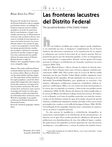 Las fronteras lacustres del Distrito Federal