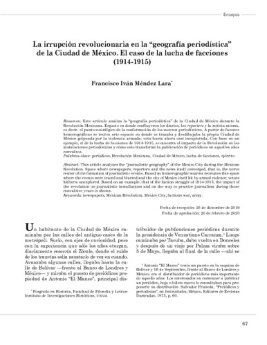 La irrupción revolucionaria en la “geografía periodística” de la Ciudad de México. El caso de la lucha de facciones (1914-1915)