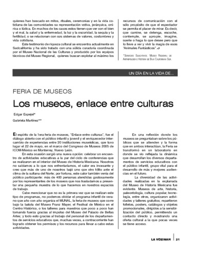 Un día en la vida de... Feria de Museos. Los museos, enlace entre culturas