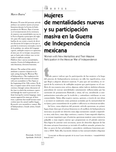 Mujeres de mentalidades nuevas y su participación masiva en la Guerra de Independencia mexicana